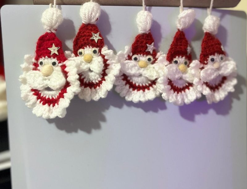 Handmade Crochet Santa Decorations | Set of 5