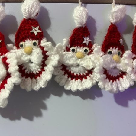 Handmade Crochet Santa Decorations | Set of 5
