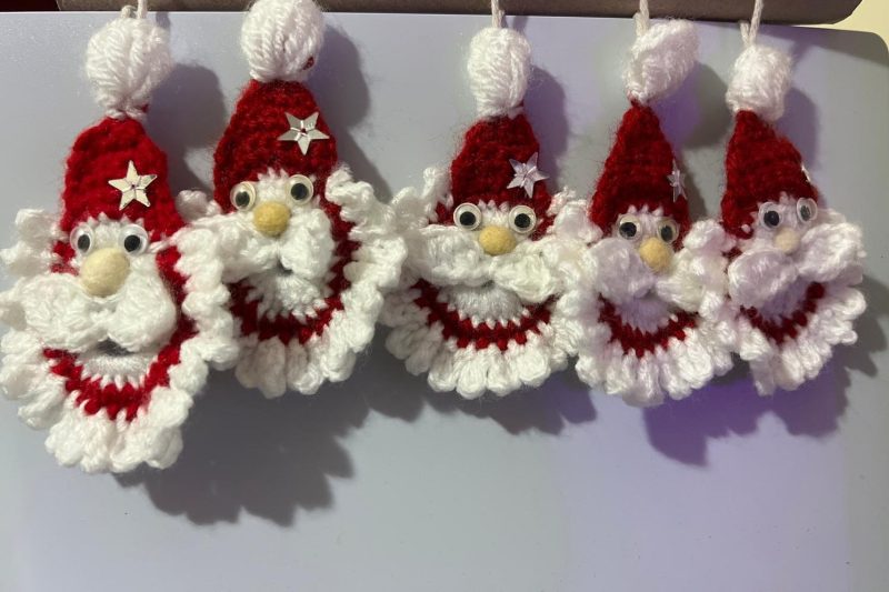 Handmade Crochet Santa Decorations | Set of 5