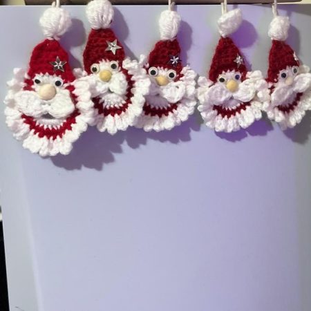Handmade Crochet Santa Decorations | Set of 5