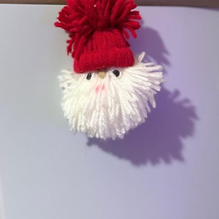 Handmade Pom-Pom Santa Decorations | Set of 3