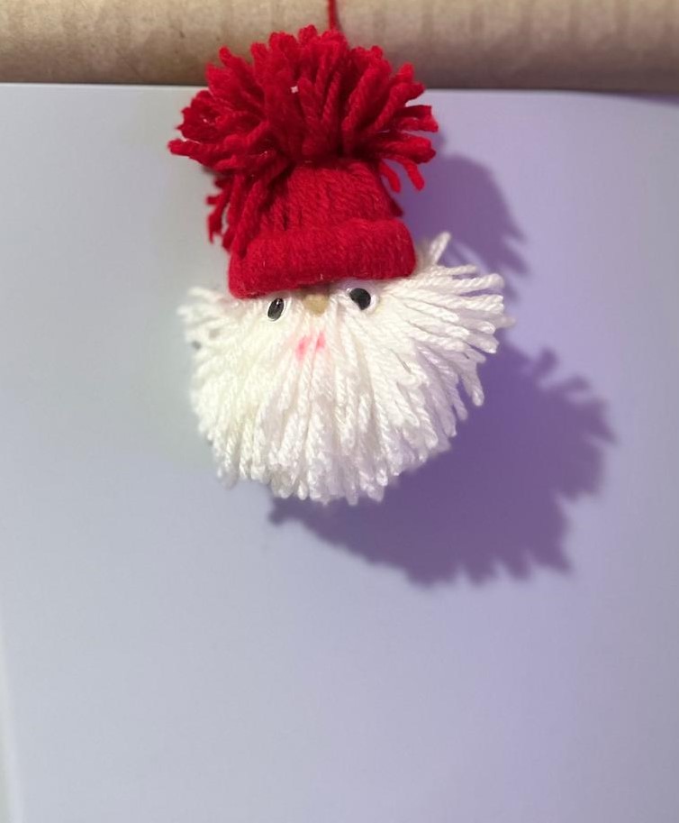 Handmade Pom-Pom Santa Decorations | Set of 3