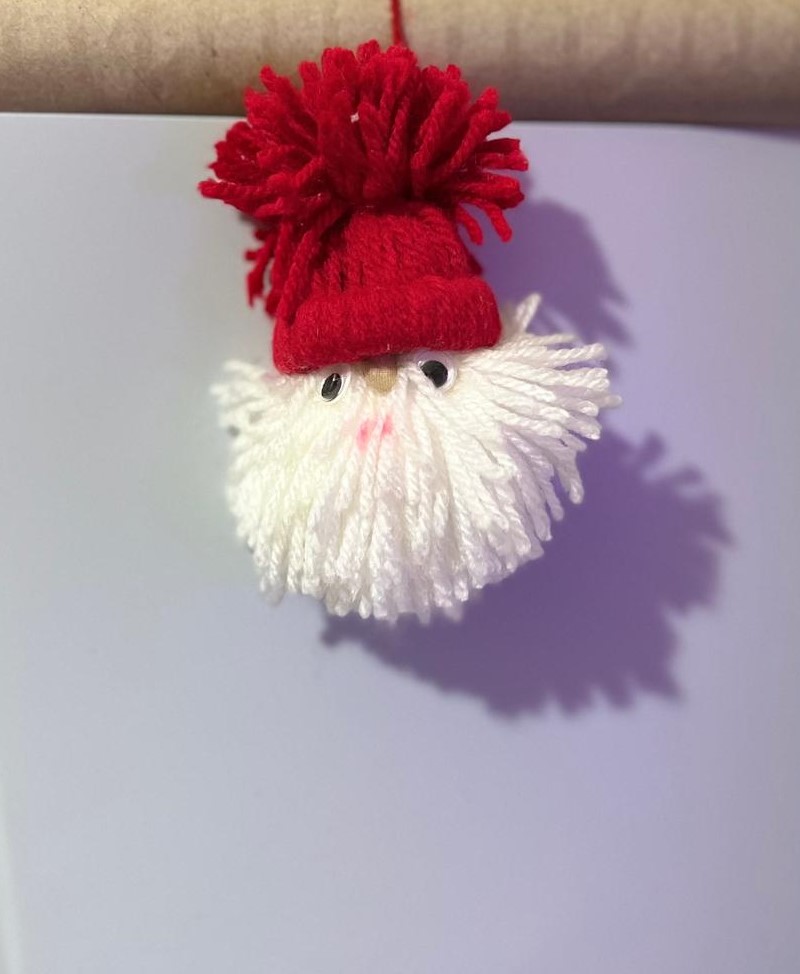 Handmade Pom-Pom Santa Decorations | Set of 3