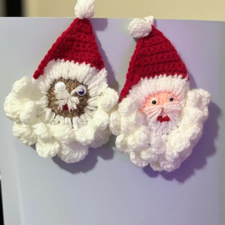Handmade Crochet Santa Decorations | Set of 2