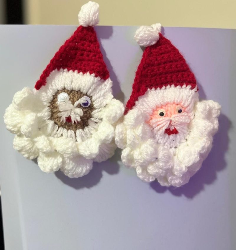 Handmade Crochet Santa Decorations | Set of 2