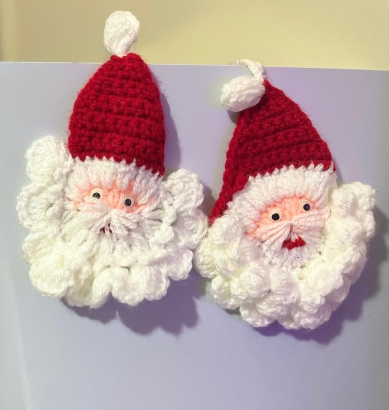 Handmade Crochet Santa Decorations | Set of 2