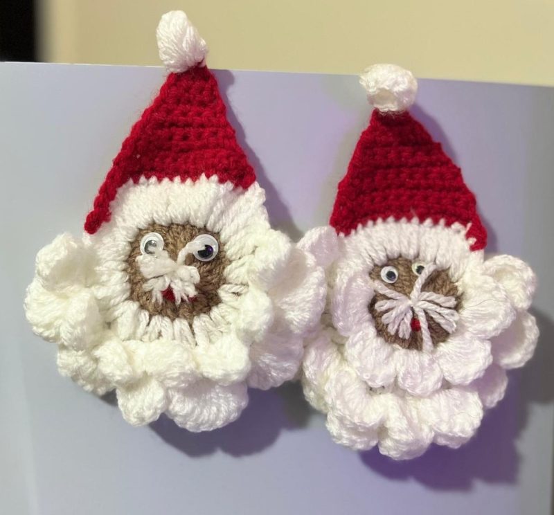 Handmade Crochet Santa Decorations | Set of 2