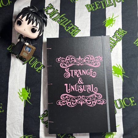 A5 Coptic stitch black and pink notebook | Lined paper | 48 pages | Strange & Unusual design