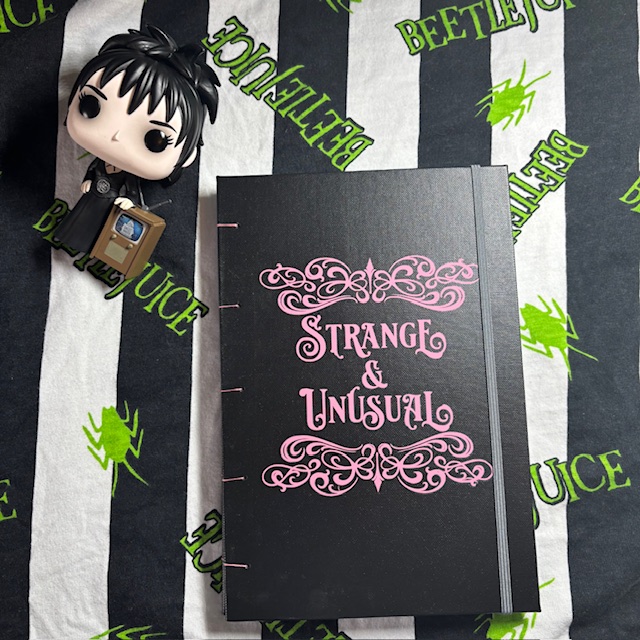 A5 Coptic stitch black and pink notebook | Lined paper | 48 pages | Strange & Unusual design