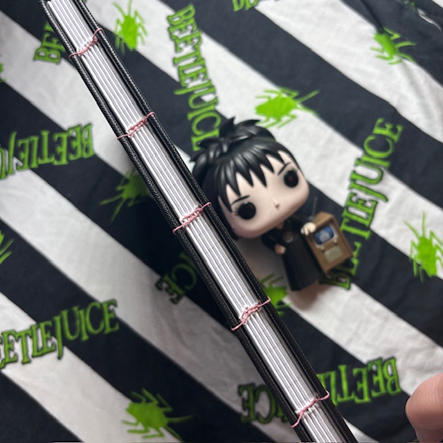 A5 Coptic stitch black and pink notebook | Lined paper | 48 pages | Strange & Unusual design