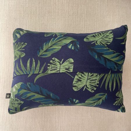 Mini pillow with removable cover ("Midnight Palms")