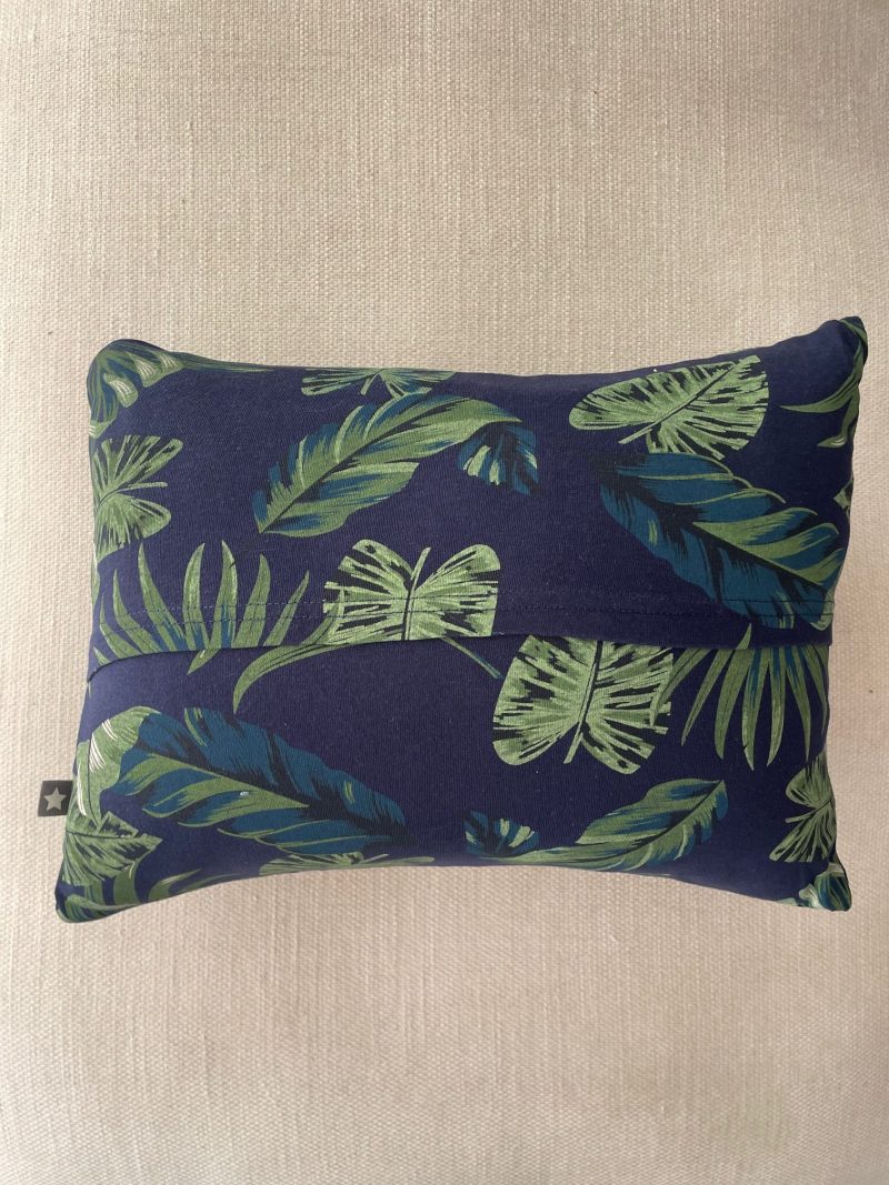 Mini pillow with removable cover ("Midnight Palms")