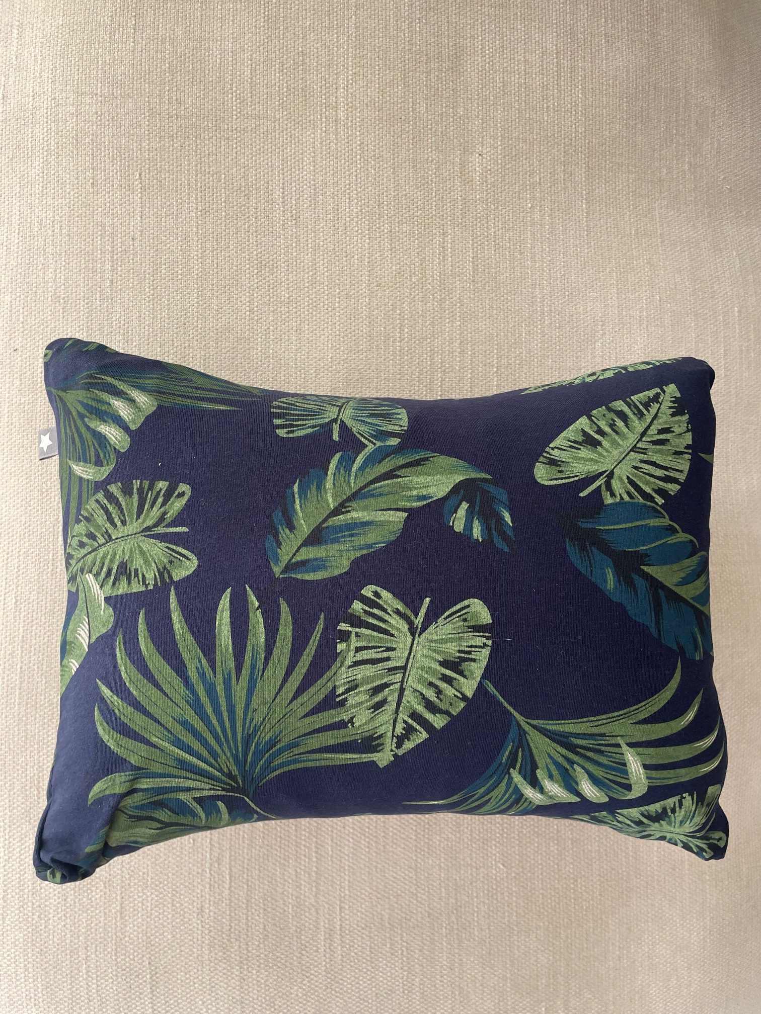 Mini pillow with removable cover ("Midnight Palms")