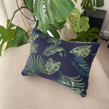 Mini pillow with removable cover ("Midnight Palms")