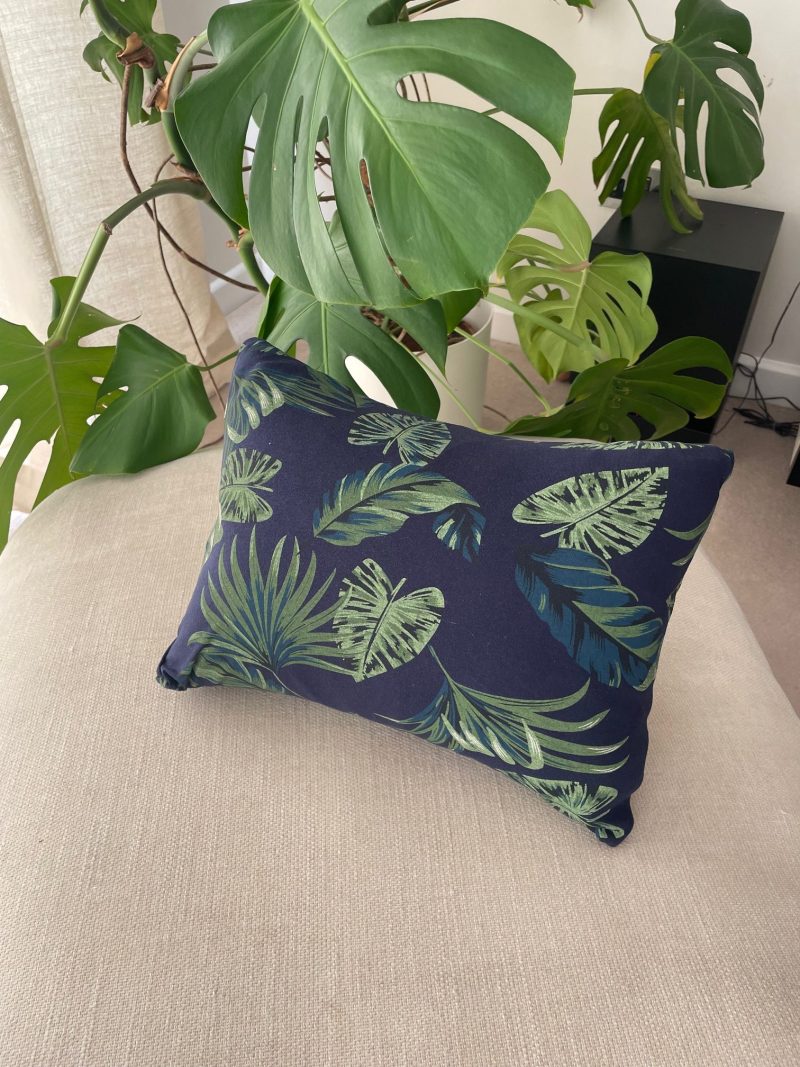 Mini pillow with removable cover ("Midnight Palms")