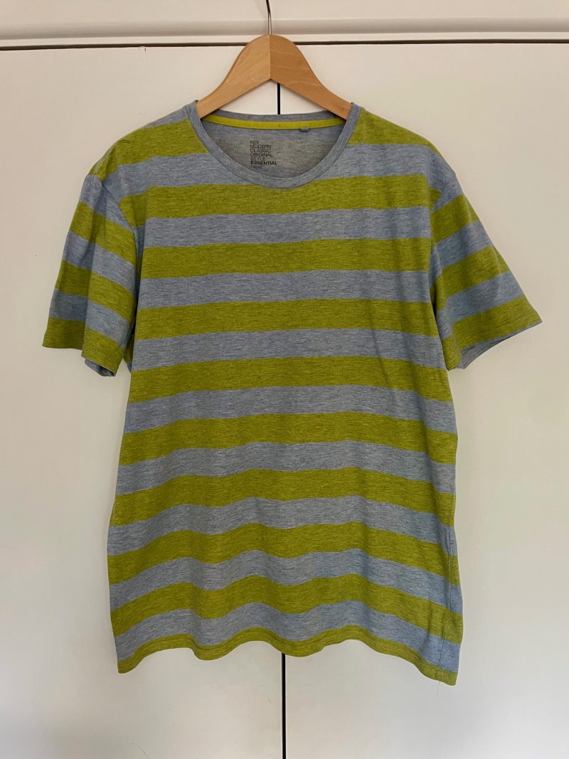 Mini pillow with removable cover ("Lime Stripes")