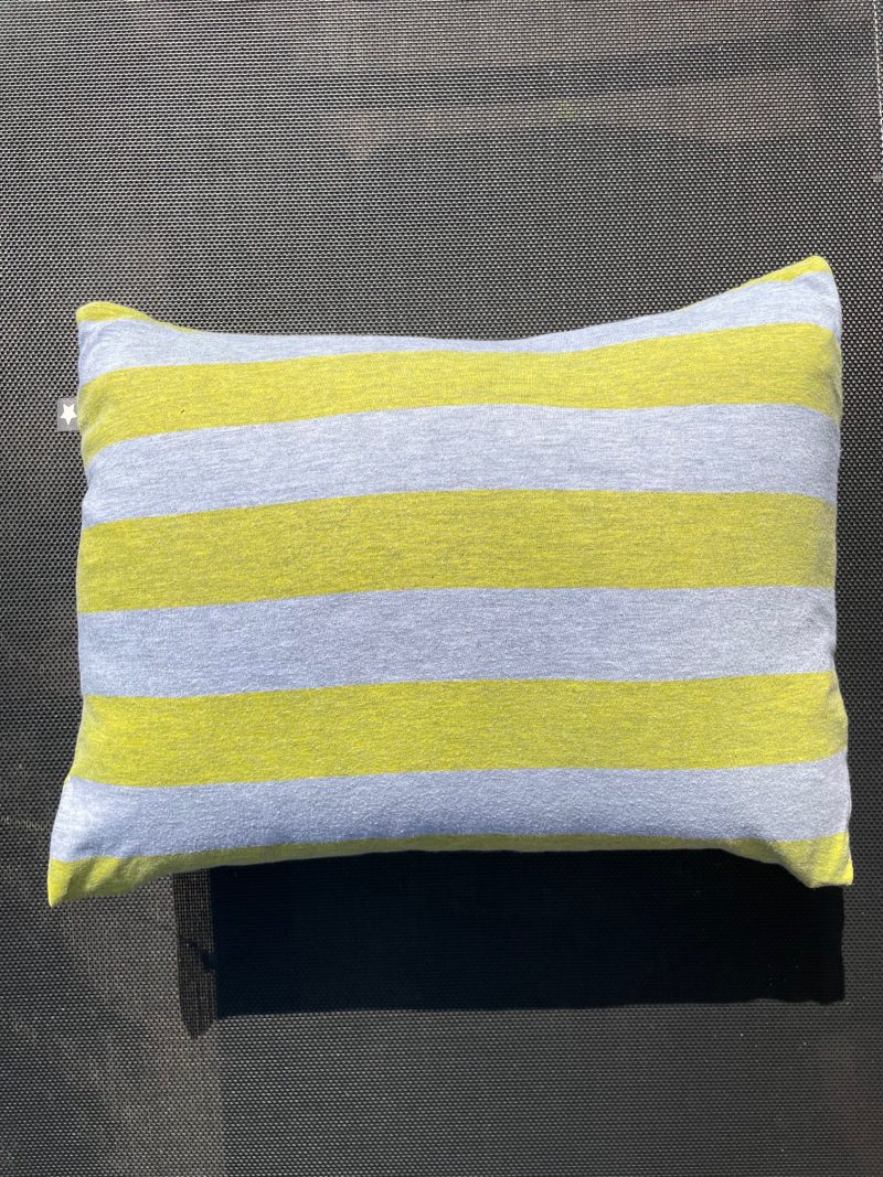 Mini pillow with removable cover ("Lime Stripes")