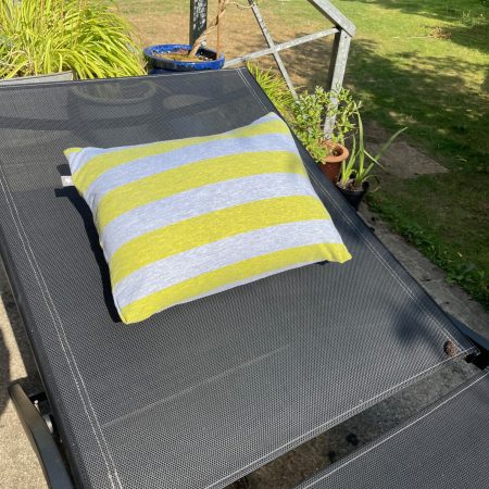 Mini pillow with removable cover ("Lime Stripes")