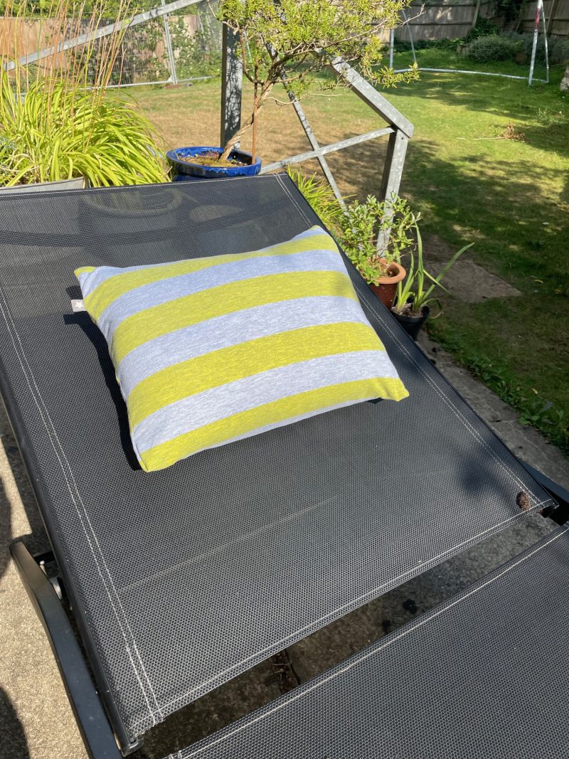 Mini pillow with removable cover ("Lime Stripes")