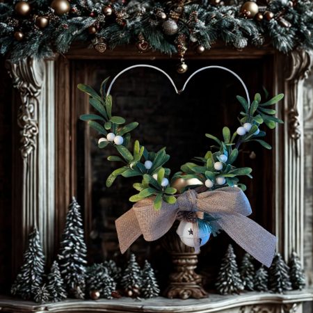 Mistletoe heart wreath Christmas decoration home décor