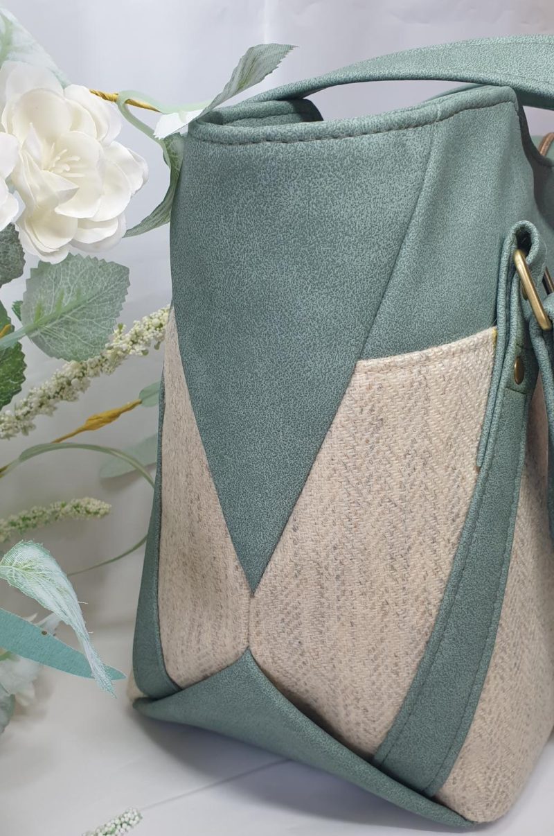 Yorkshire tweed / faux leather handbag