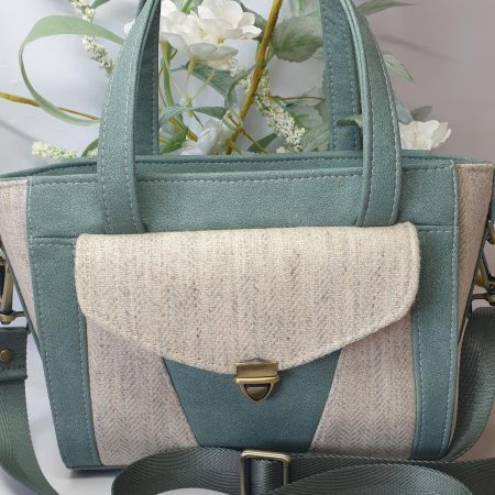 Candy handbag / crossbody bag in tweed and faux leather