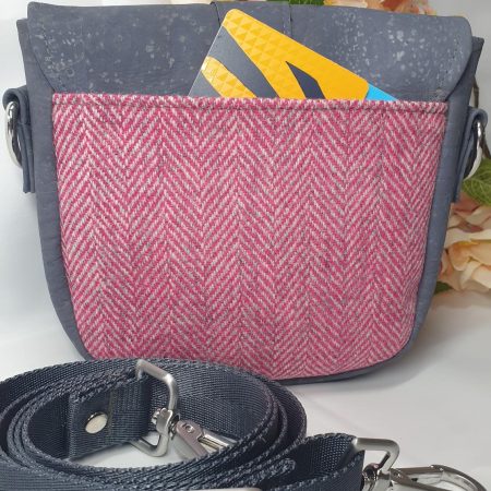 Mini shoulder / crossbody bag in tweed and cork