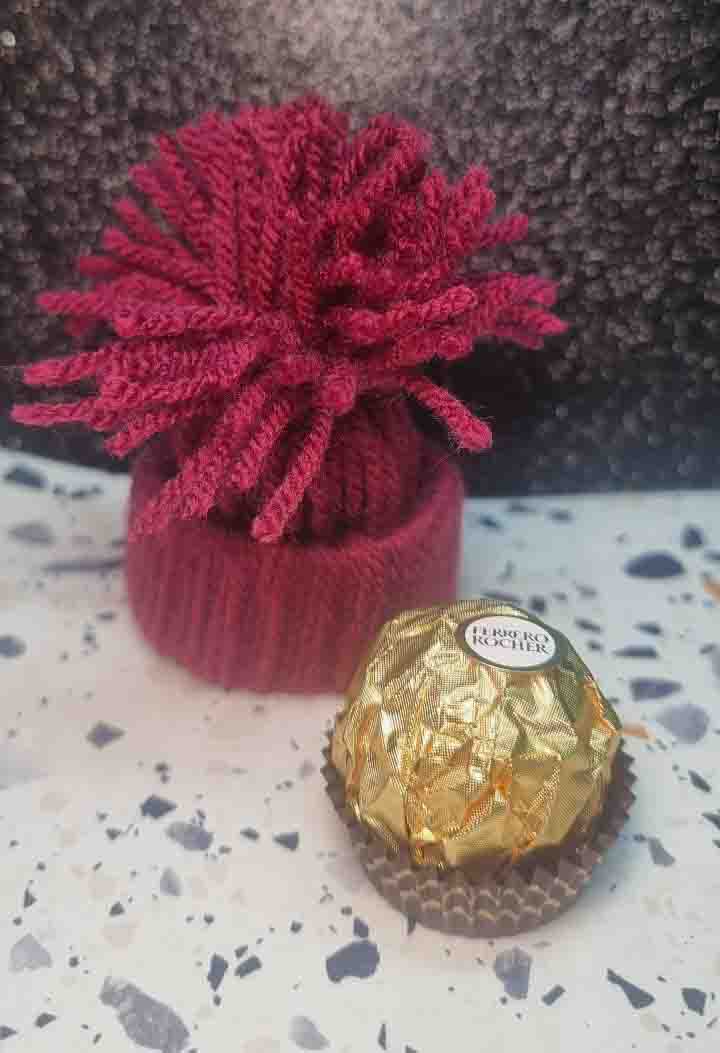 Miniature PomPom Hat with Ferrero Rocher Choclate