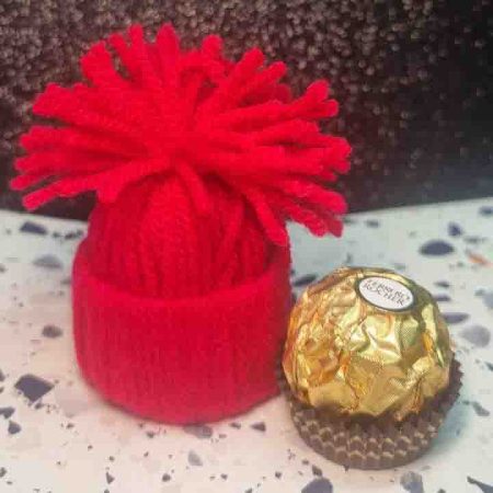 Miniature PomPom Hat with Ferrero Rocher Choclate