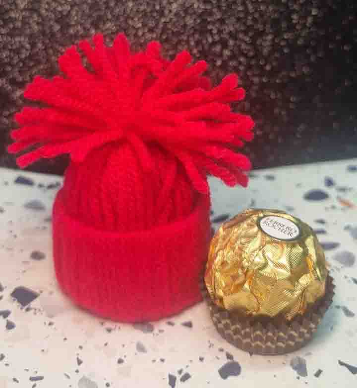 Miniature PomPom Hat with Ferrero Rocher Choclate