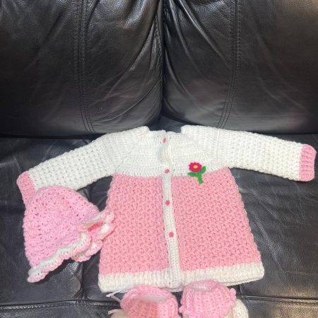 Handmade Baby Crochet Outfit Set | 3-Piece | Cardigan, Hat & Boots