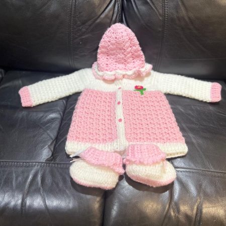 Handmade Baby Crochet Outfit Set | 3-Piece | Cardigan, Hat & Boots