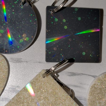 Resin holographic keyring