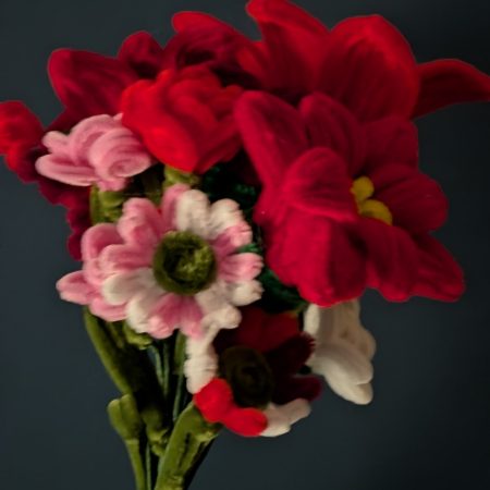 Red chenille Christmas poinsettia bouquet