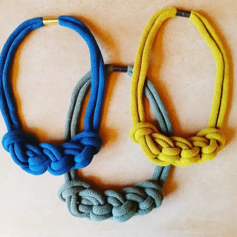 ‘Stephanie’ Macrame Chunky Necklace with Magnetic Clasp Fastening