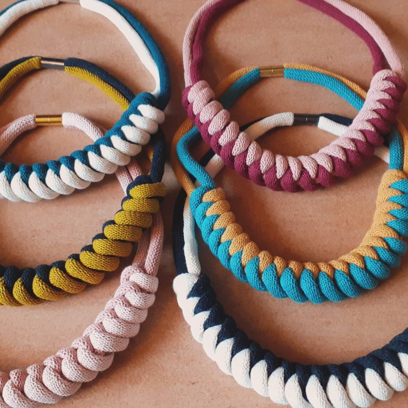 'Lian' Macrame Chunky Necklace with Magnetic Clasp Fastening