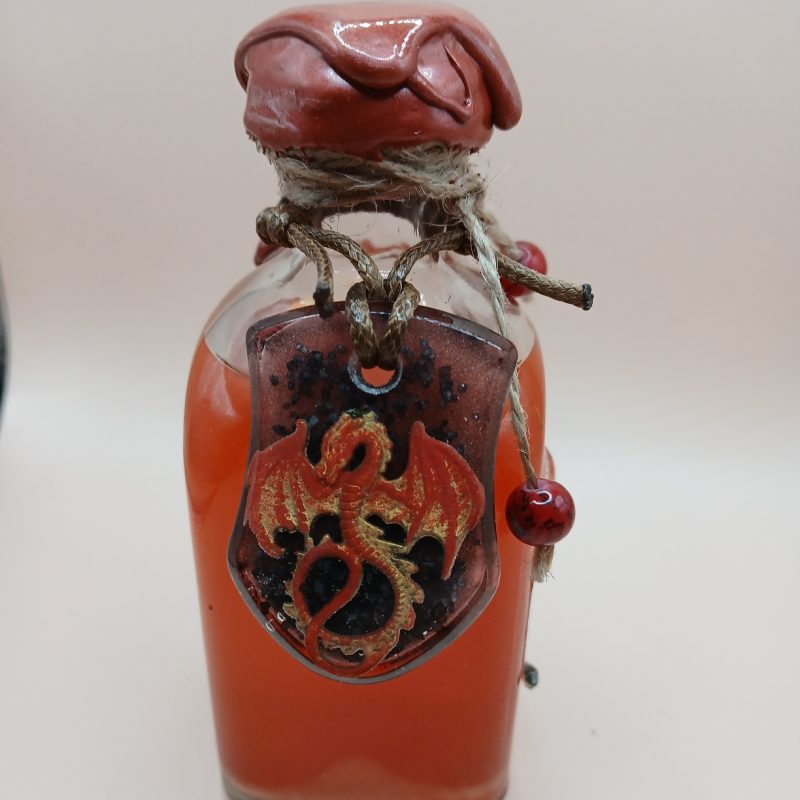 Arcane Artefacts - Fire Dragon's Venom | glimmer bottle | amulet, fang, claw | LARP / cosplay prop
