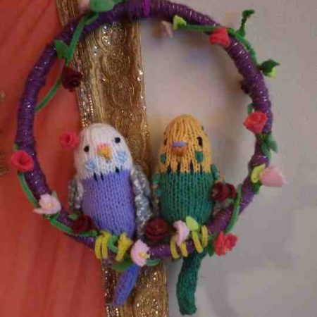 Two budgies in hoop, personalised