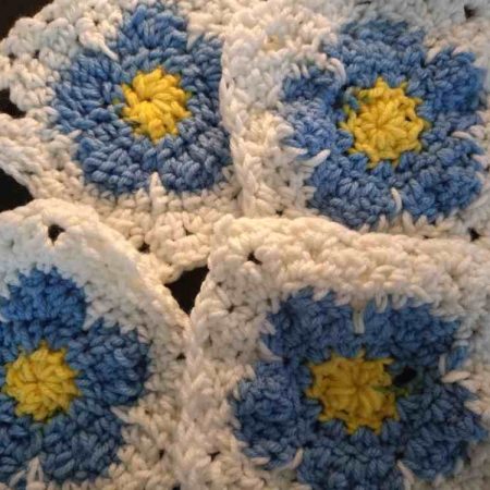 Granny square coasters pack of 4. Periwinkle
