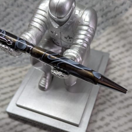 Slimline twist pen in transparent black acrylic and chrome fittings