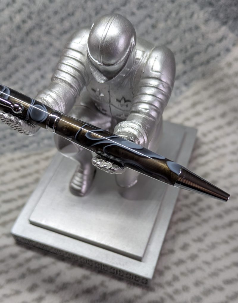 Slimline twist pen in transparent black acrylic and chrome fittings