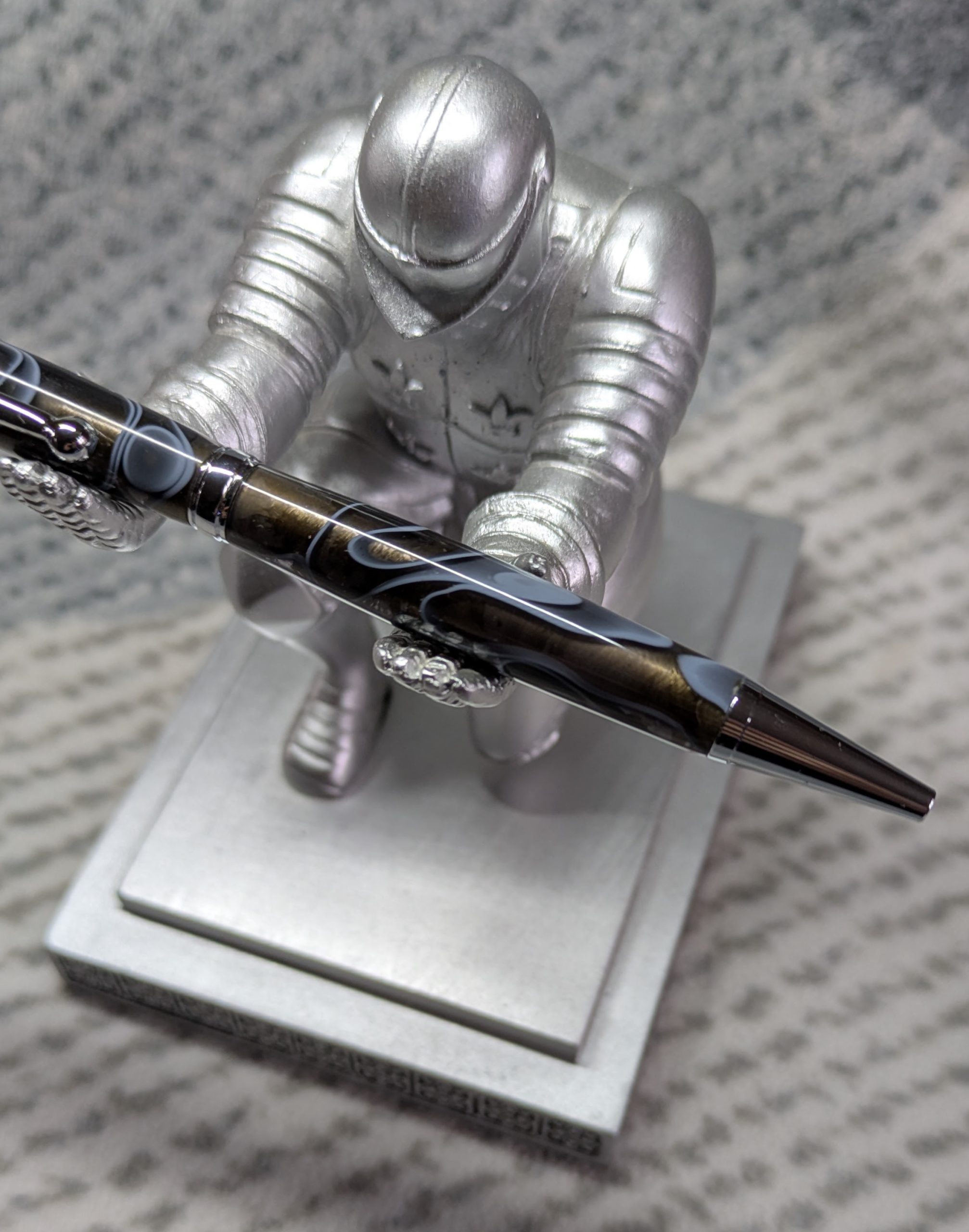 Slimline twist pen in transparent black acrylic and chrome fittings