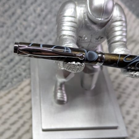 Slimline twist pen in transparent black acrylic and chrome fittings