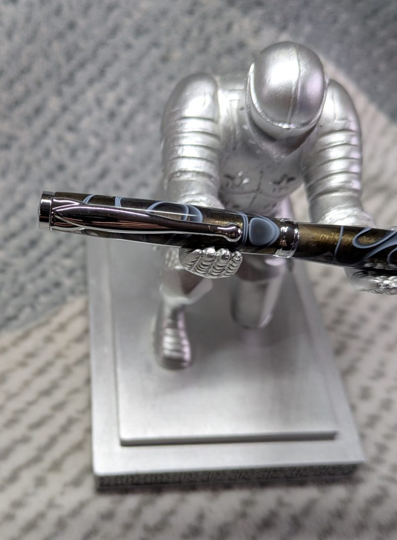 Slimline twist pen in transparent black acrylic and chrome fittings