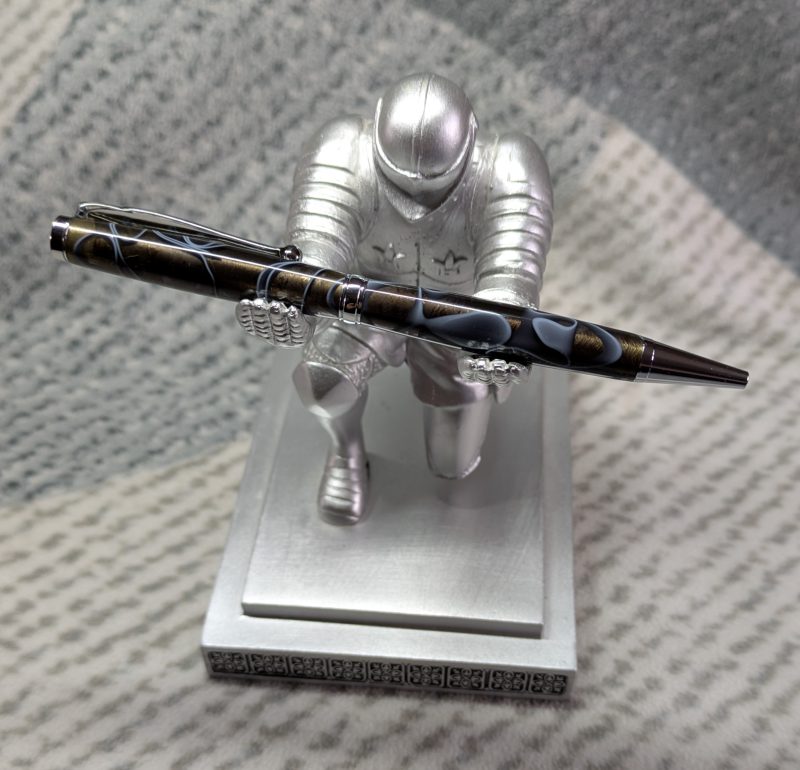Slimline twist pen in transparent black acrylic and chrome fittings