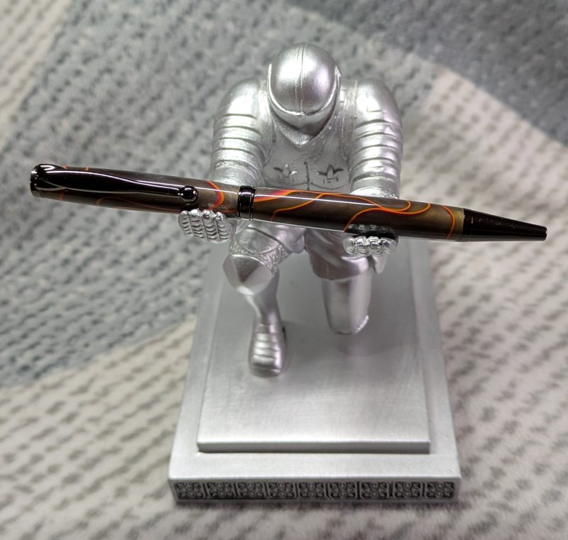 Slimline twist ballpoint pen in transparent grey acrylic