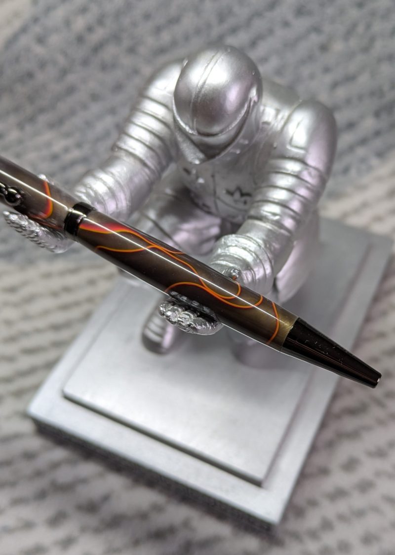 Slimline twist ballpoint pen in transparent grey acrylic