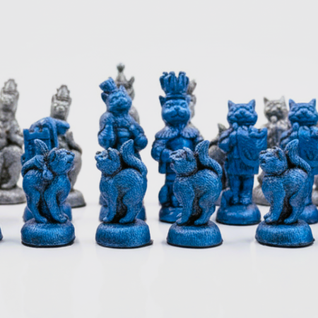 Cats themed Chess set, made to order in your choice of colour finishes