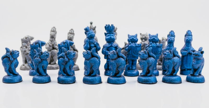 Cats themed Chess set, made to order in your choice of colour finishes