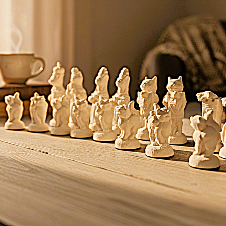 Cats themed Chess set, made to order in your choice of colour finishes